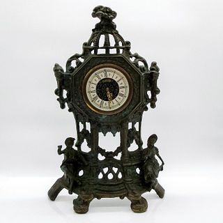 Vintage West Germany Brass Tone Metal Mantle Clock