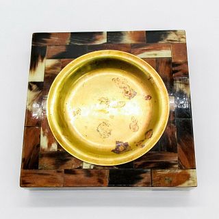 Cow Horn and Brass Ashtray