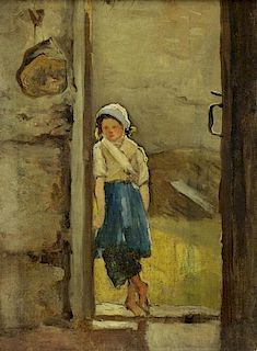 HARPIGNIES, Henri-Joseph. Oil on Canvas. Peasant