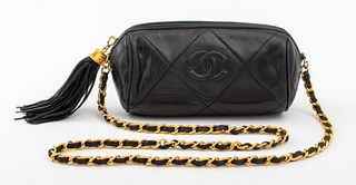 Vintage Chanel Black Quilted Leather Camera Bag