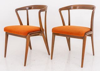 Bertha Schaefer Mid-Century Modern Arm Chairs Pair