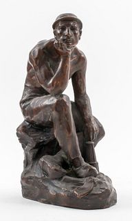 Gustave Van Vaerenbergh 'Miner' Bronze Sculpture