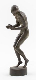 Heinrich Scholz Nude Woman Bronze Sculpture