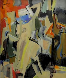 WARNER, Jo. Abstract Oil on Canvas "Figure III"