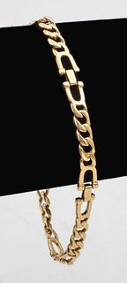 14K Gold Curb Link Bracelet W Horse Bit Detail