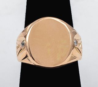 Art Deco Antique 10K Masonic Ring W Diamond Size 6