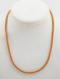 18K Rose Yellow Gold Chain W Spiral & Beaded Link