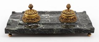 Marble and Gilded Metal Desk Set