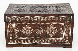 Middle Eastern Abalone Inlaid Wood Chest