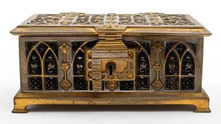 Erhard Sohne Gothic Revival Silvered Trinket Box