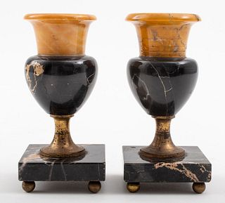 Neoclassical Manner Diminutive Marble Urns, Pair