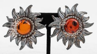 Vintage Stephen Dweck Sterling Sunflower Earrings