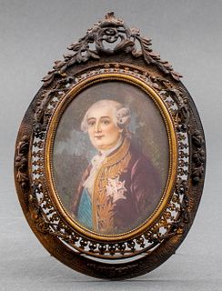 Signed European Miniature Portrait of Louis XVI