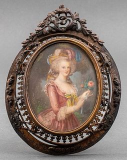 European Miniature Portrait of Marie Antoinette
