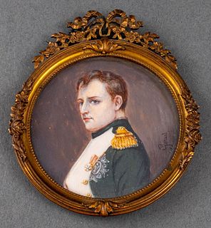 Signed Miniature Portrait of Napoleon, 19th C.