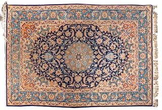 Persian Isfahan Hand Knotted Silk Medallion Rug
