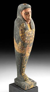 Egyptian Late Dynastic Painted Wood Companion Figure