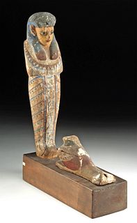 Egyptian Wood Ptah Sokar Osiris w/ Sokar in Hawk Form