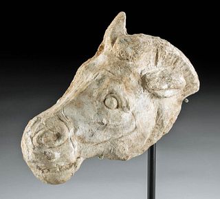 Naturalistic Roman Marble Relief Horse's Head