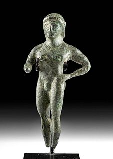 Museum-Exhibited Etruscan Bronze Nude Kouros