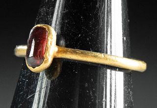 13th C. Medieval English Gold & Almandine Garnet Ring