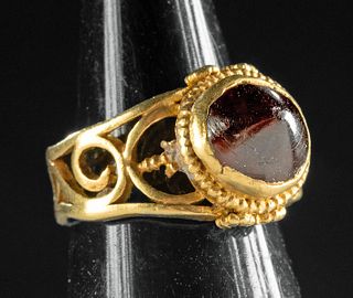 Fine Byzantine / Merovingian Period Gold & Garnet Ring