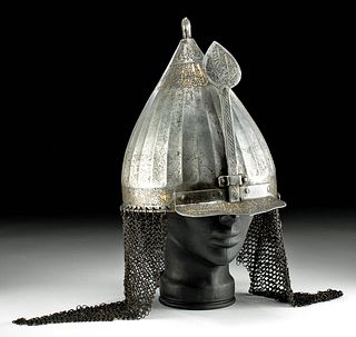 16th C. Ottoman Gilded Iron Turban / Chichak Helmet