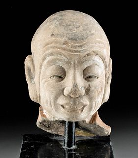 Lifesize Chinese Song Stone Head Lohan / Arhat