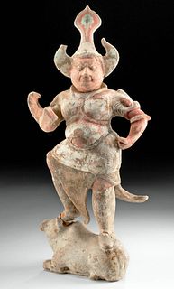 Chinese Tang Polychrome Lokapala Guardian Figure