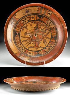 Superb Maya Polychrome Plate - ex Sotheby's