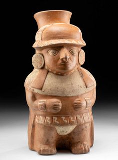 Large Moche Polychrome Figural Jar of Warrior