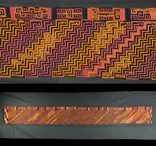 Rare Paracas Polychrome Textile Turban Panel