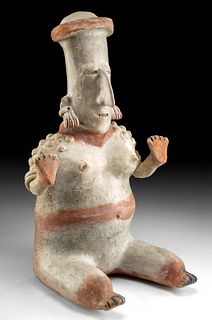 Rare & Large Jalisco Bichrome Nude Seated Female Figure