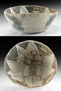 Rare Prehistoric Anasazi Chaco Pottery Bowl, Lizard Man