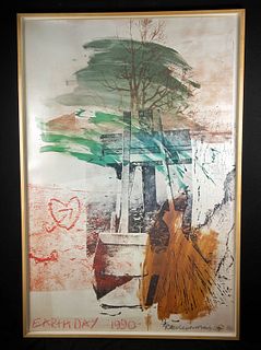 Signed Rauschenberg "Earth Day 1990" ex-Butterfield