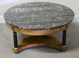BAKER. Empire Style Marbletop Coffee Table.