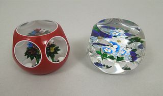 (2) Saint Louis 1983 Art Glass Paperweights.