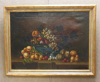 Early 20th C. Oil on Canvas, Still Life with Fruit.