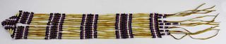 contemporary Plains Indian hairbone beaded necklace w/ hide cordage, 27” x 5”