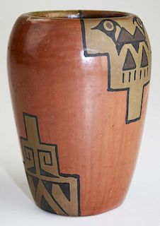 Southwest native American Acoma decorated vase. 4"h.
