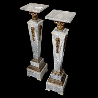 Pair of Marble and Bronze Pedestals