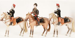 Group 3 Japanese Soldier Dolls on Horseback