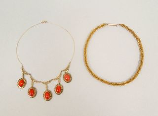 Vintage Italian Coral Necklace and One Other Necklace.