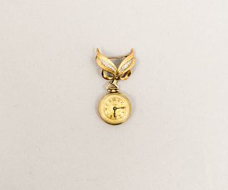 Ladies Vintage Gold and Diamond Pendant Watch and Fob.