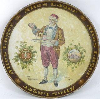 1916 Altes Lager Beer 12 inch tray Detroit, Michigan