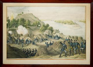 Kurtz & Allison Civil war chromolithograph of the surrender at Vicksburg (tears & losses) matted ima