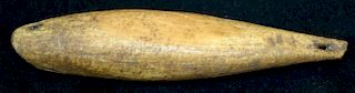 prehistoric King Island, Alaska whale shaped fishing weight,  walrus tusk, length 5.25”