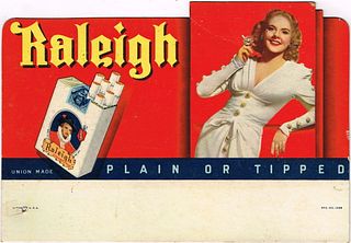 1920 Raleigh Cigarettes Cardboard Sign , 