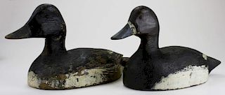 pr of George Paquette (Verdun, Quebec) carved wooden duck decoys, length 15”