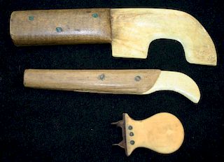 3 Inuit bone, wood, copper, & steel tools, lengths 2” - 6.5”